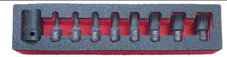 9Pcs Impact Hex Bit & Holder Set w 1/2Dr.