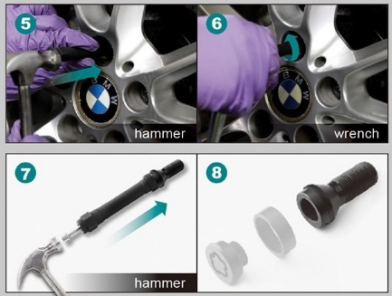 Lock Wheel Bolt Removal Tool Kit (Spinning Collar)